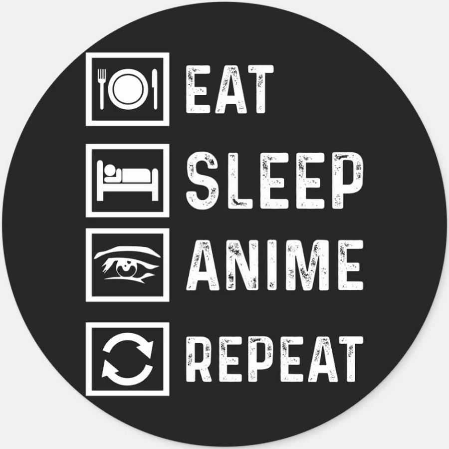 Eat Sleep Anime Repeat Manga Japanese funny Gift Classic Round Sticker