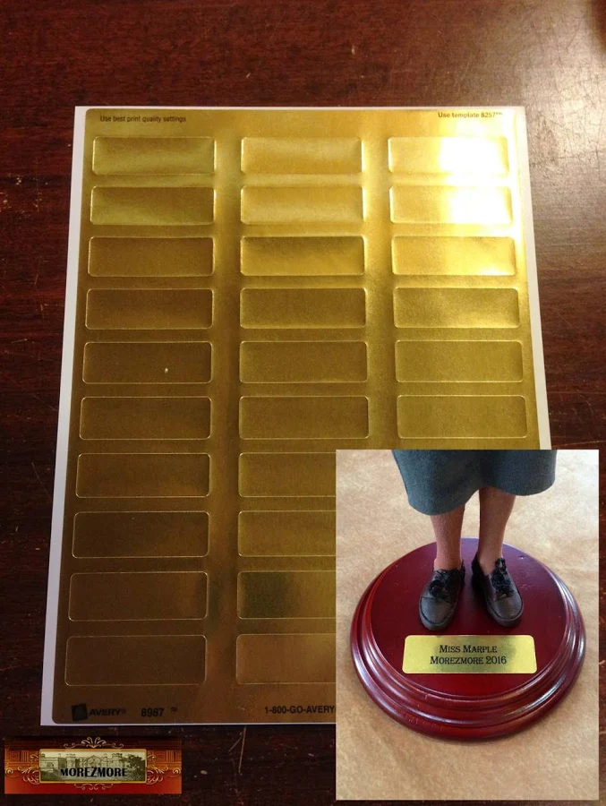 M01200 MOREZMORE 30 Gold Foil Adhesive Labels 1 Sheet 3/4" x 2 1/4"
