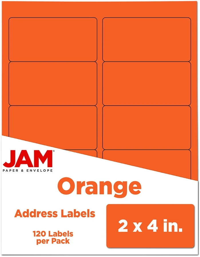 JAM Paper 2" x 4" Orange Address Labels