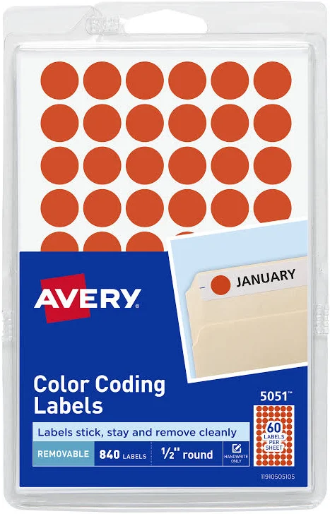 Avery Removable Round Color-Coding Labels
