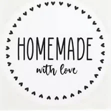 8 Round Printed Labels Homemade with Love 2" in White | by ClearBags