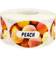 Peach Grocery Store Food Labels 1.25 x 2 inch Oval Shape 500 Total Adhesive Stic