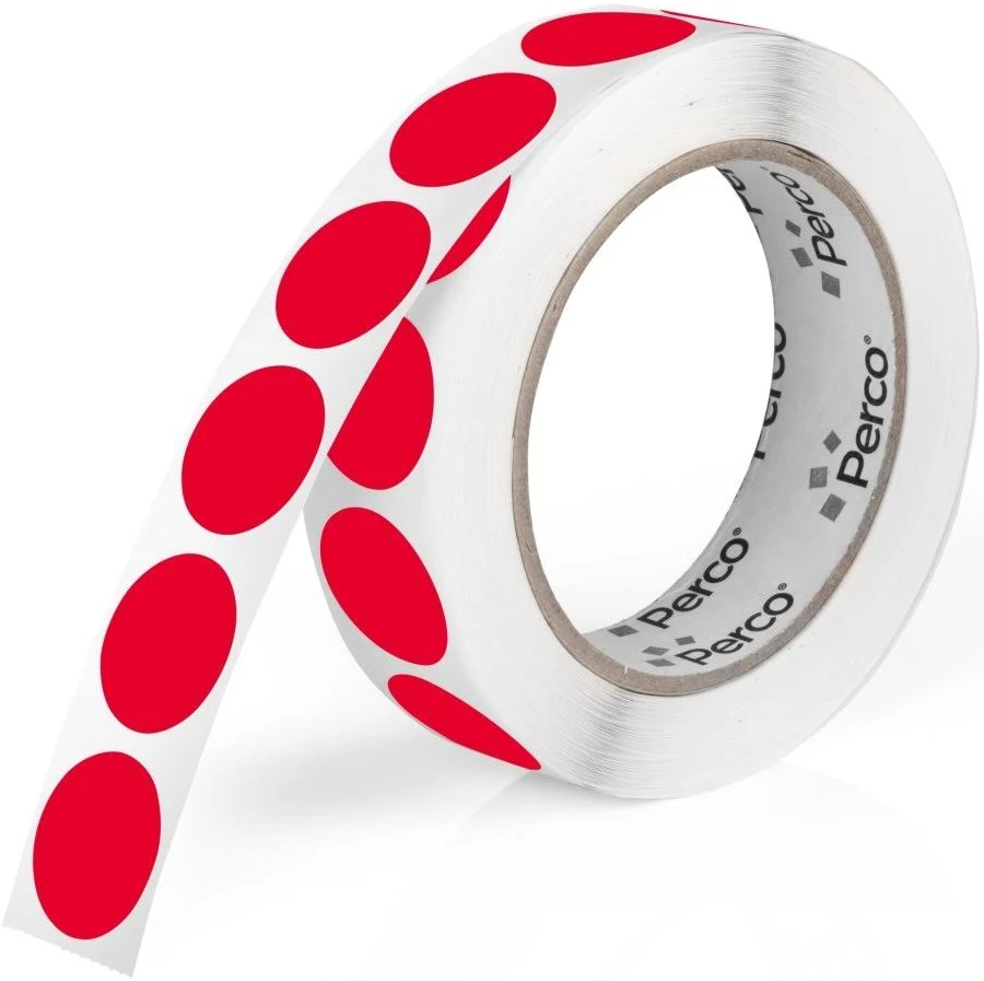 Perco 1 Inch Round Dot Labels – 1000/Roll for Inventory & Retail Red / 1 Roll