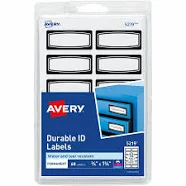 Avery Durable Labels 3/4" x 1-3/4" Black Border 60 Total