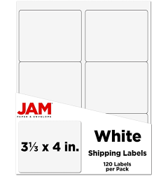 JAM Paper Shipping Labels 3 1/3 x 4 White