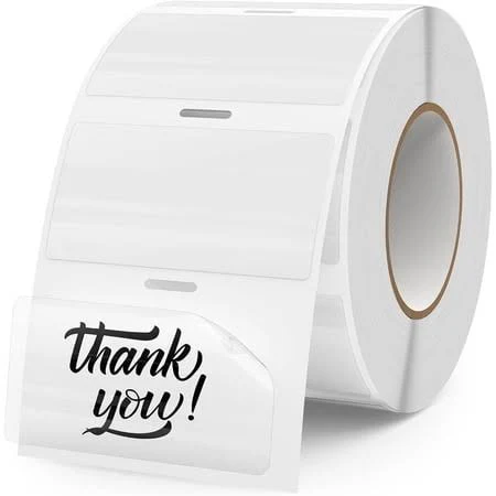 Transparent Thermal Labels 2 x 1 Inch Self Adhesive Printer Clear Stickers Vinyl Roll Rectangle Name Tag for Address Design DIY Logo Business 300 