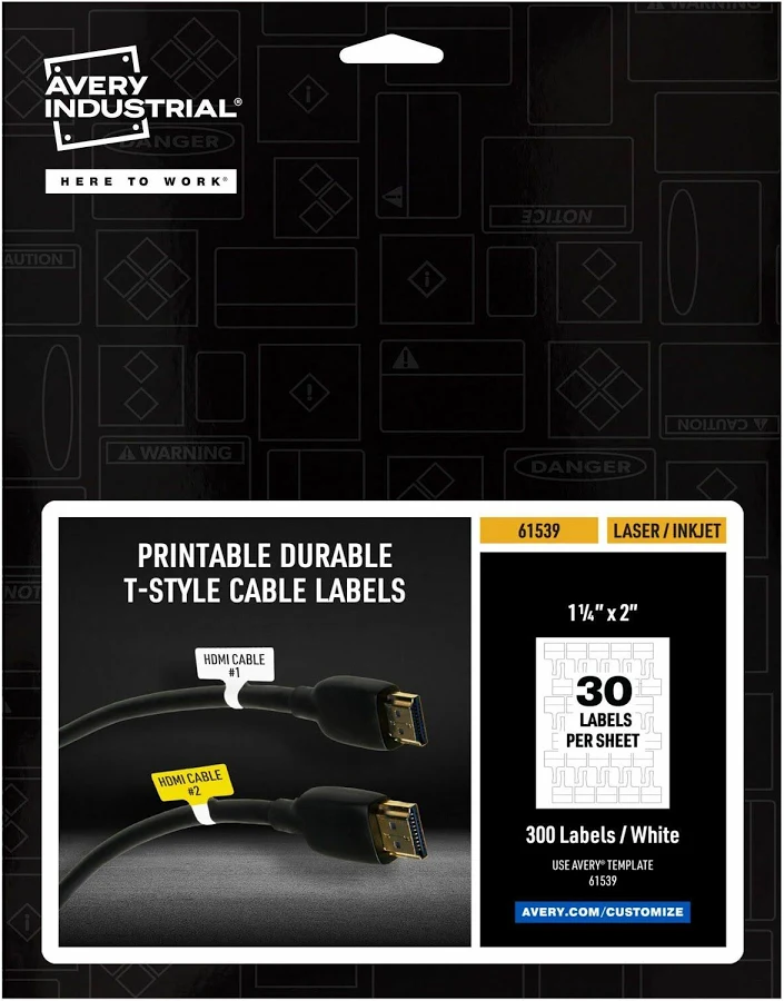 Avery Cable Labels T-Style 61539