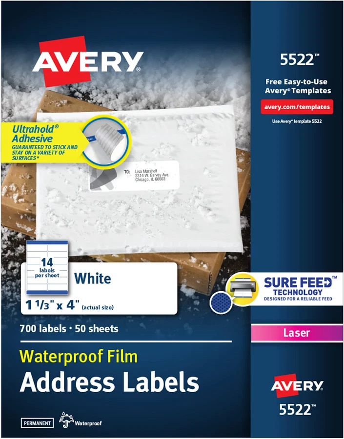 Avery WeatherProof Mailing Labels 5522