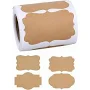 200pcs Blank Kraft Paper Stickers 49x73x0.1mm Brown Writable Self-Adhesive Labels with Mixed Shapes DIY