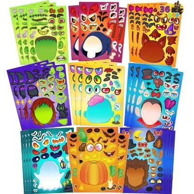 Joyfy 36Pcs Halloween Characters Make a Face Sticker Sheet