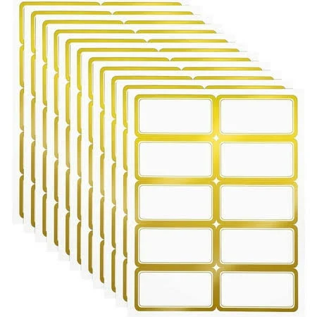 Gold Metallic Name Labels Blank Stickers for School Offices, Meetings 10 Pcs, Size: 9