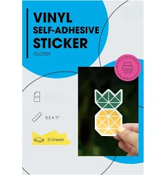 Printable Vinyl Sticker Paper for Inkjet Printer, Matte Sticker Paper 8.5 x 11, Self-Adhesive Print Your Own Stickers at Home, Custom Photo, &
