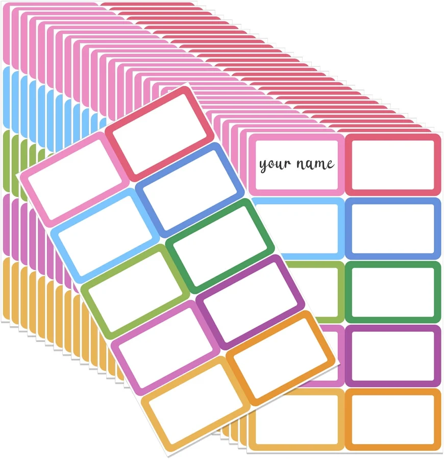Sixwipe 300 Pcs Widened Colorful Name Tags Self-Adhesive Clothing Labels