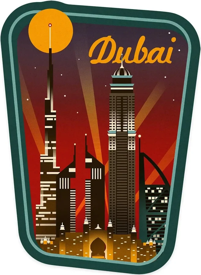 Lantern Press Retro Skyline Contour Artwork