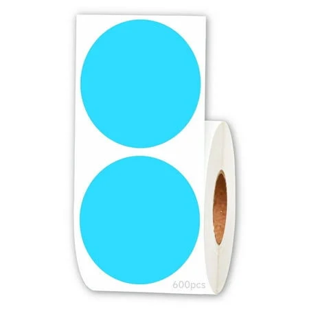 600 Pcs 3.14in (80mm) Round Adhesive Labels, Colorful Vinyl Dots for Classroom Floor, UV Sensitive, Easy to Stick and Remove, Deep Blue, Ideal for 