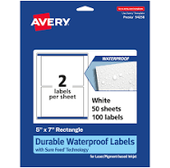 Avery 5" x 7" Waterproof Rectangle Labels 94258-WMF50