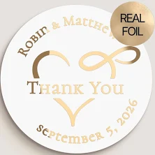 Personalized Wedding Favor Stickers: Foil Thank You Labels, Save The Date Seals