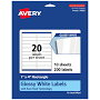 Avery Glossy Permanent Labels Sure Feed 1" x 4" White (Pack of 200)