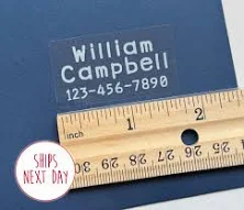 White Ink Clear Name Stickers: Waterproof Personalized Labels