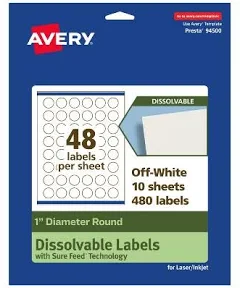 Avery Dissolvable Round Labels