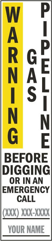 Custom Utility Marker | 3.5 Mil Peel/Stick Vinyl Label | 3 x 14" | PipeMarker.com