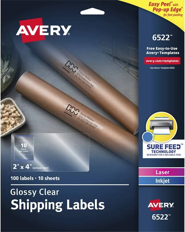 Avery Glossy Clear Easy Peel Mailing Labels
