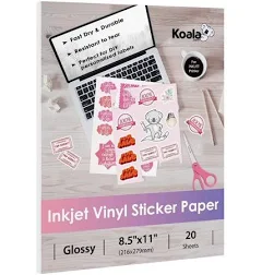 Koala Paper Koala Printable Vinyl Sticker Paper for Inkjet Printers