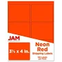 JAM Paper Mailing Address Labels Neon Red 3" x 4" 120 Pack