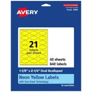 Avery Oval Scalloped Labels Bright 94061