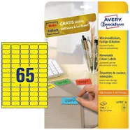 Avery Zweckform Labels 38.1 x 21.2 mm Removable for Inkjet/Laser/Copier Yellow L