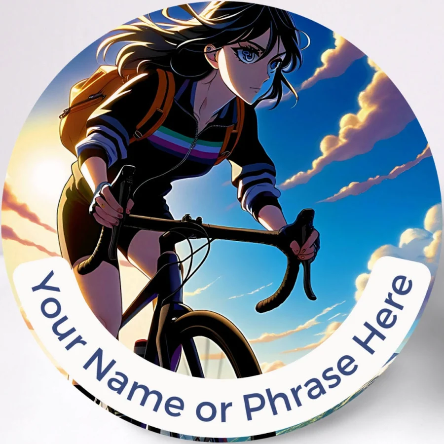 Custom Anime Art Water Bottle Labels - Personalized Name or Phrase Stickers for Cyclists, Anime Shojo, Planner Decal 3" x 3" (7.5cm x 7.5cm)
