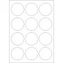 Durable white matte plastic self-adhesive labels circle 60x60 mm, on A4 sheet, for laser printing