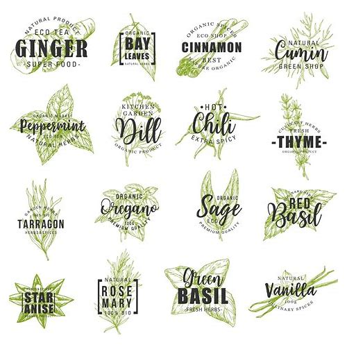 Spice And Herb Labels With Lette…