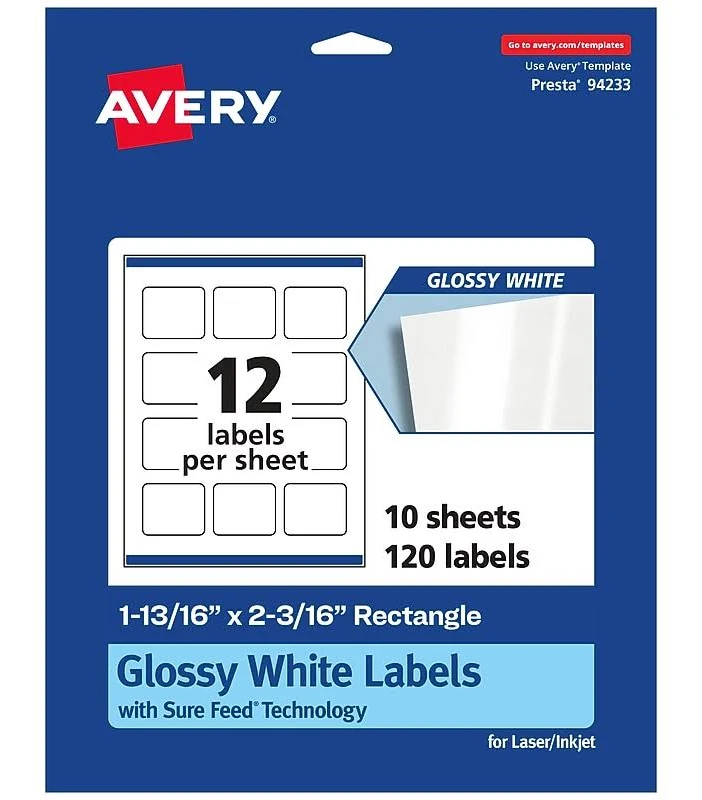 Avery Glossy White Rectangle Labels