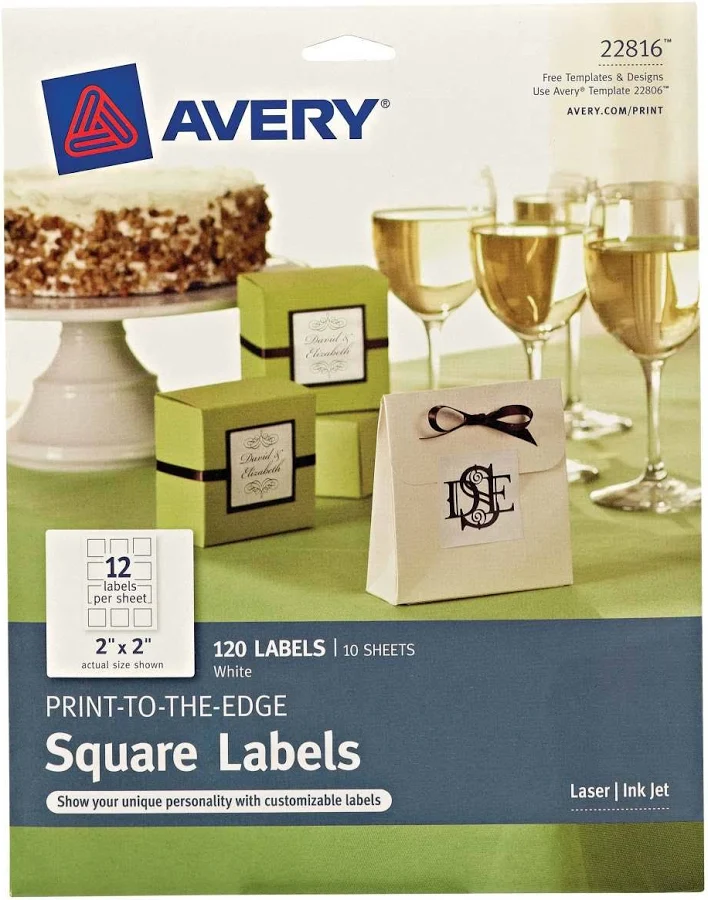 Square Labels, Sure Feed, Print to the Edge, Permanent Adhesive, 2"x 2", 120 Labels - Avery?