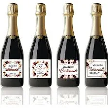 1 Set Wine Labels for Bottles 10 Sets of 4 Styles Labels Floral Bridesmaid Proposal Mini Champagne Bottle Labels Party Wine Bottle Labels Stickers