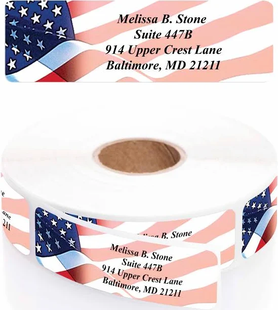 American Patriotic Flag Custom Fourth of July Address Labels