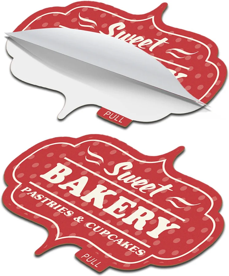 100 Custom Die Cut Stickers & Custom Shape Decals - 3" x 2" Vinyl Die Cut Sticker with Pull Tab 6 mil
