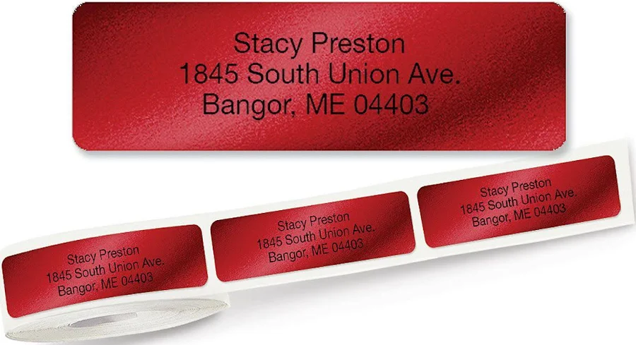 Red Foil Rolled Address Label