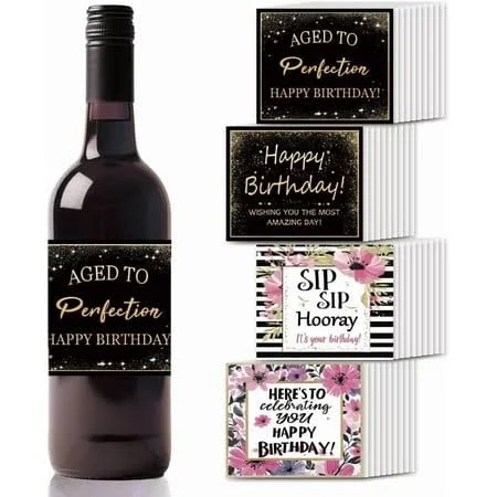 1set Coated Paper Adhesive Wine Bottle Adhesive Label Rectangle Word 85x102mm 40pcs/set