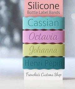 Personalized 1 Bottle Label, Silicone Band, Water Bottle Label, reusable label for bottle, Engraved Cup Label, School label, Daycare label