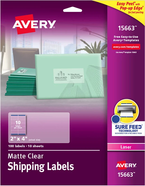 Avery? Matte Clear Shipping Labels