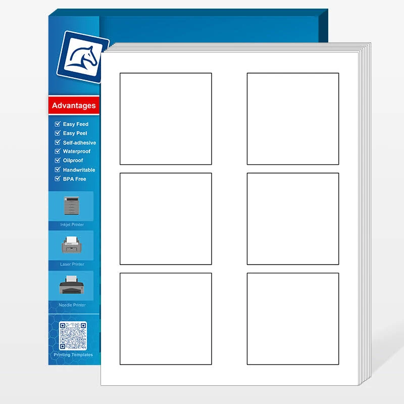 3"x3" Square Blank Label 6 Labels Per Sheet 1000 Sheets
