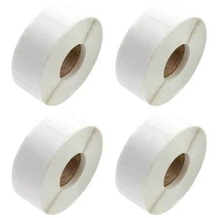 4 Rolls Blank White Labels, 250 Labels Per Roll, 2 x 1 in / 5.1 x 2.5 cm Writable Adhesive Stickers, Versatile Use for Food Containers, Jars, Fridge, 