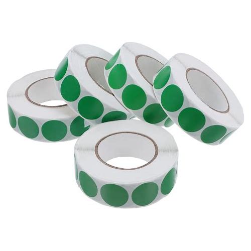 5 Rolls Green Round Self Adhesiv…