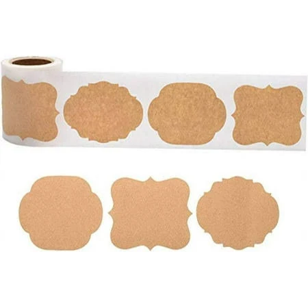 Firefly Hope 300 Pcs Natural Brown Kraft Paper Mason Jar Labels, Self-Adhesive Decorative Blank Stickers for Xmas Gifts, Canning, Bakery & Glass 