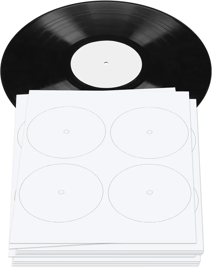 20 Sheets Vinyl Record Center Label With Hole For 12 Inch Long 4 Inch,
