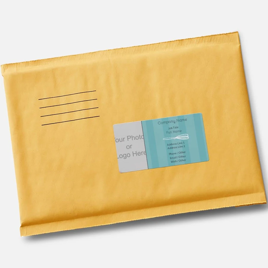 Custom Business Card Stickers | 2" x 3.5" | Blue, Gray and Green | VistaPrint | Design: Blue, Bakeries, Food Service, Grocery Stores, Food & Beverage