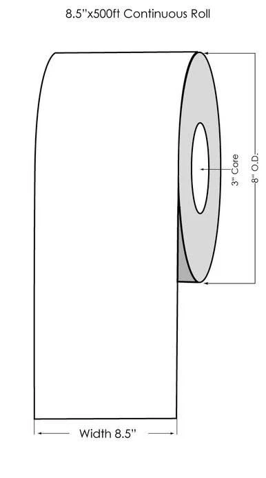 3M FM1182 Glossy White Polyester 8.5" x 500Ft Label Roll
