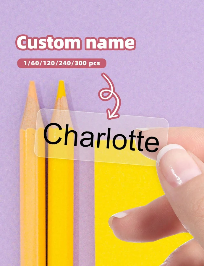 Customizable Transparent Waterproof Vinyl Name Labels Personalized Kids Reusable No-Iron Identity Stickers For School Daycare Preschool Stu,240pcs
